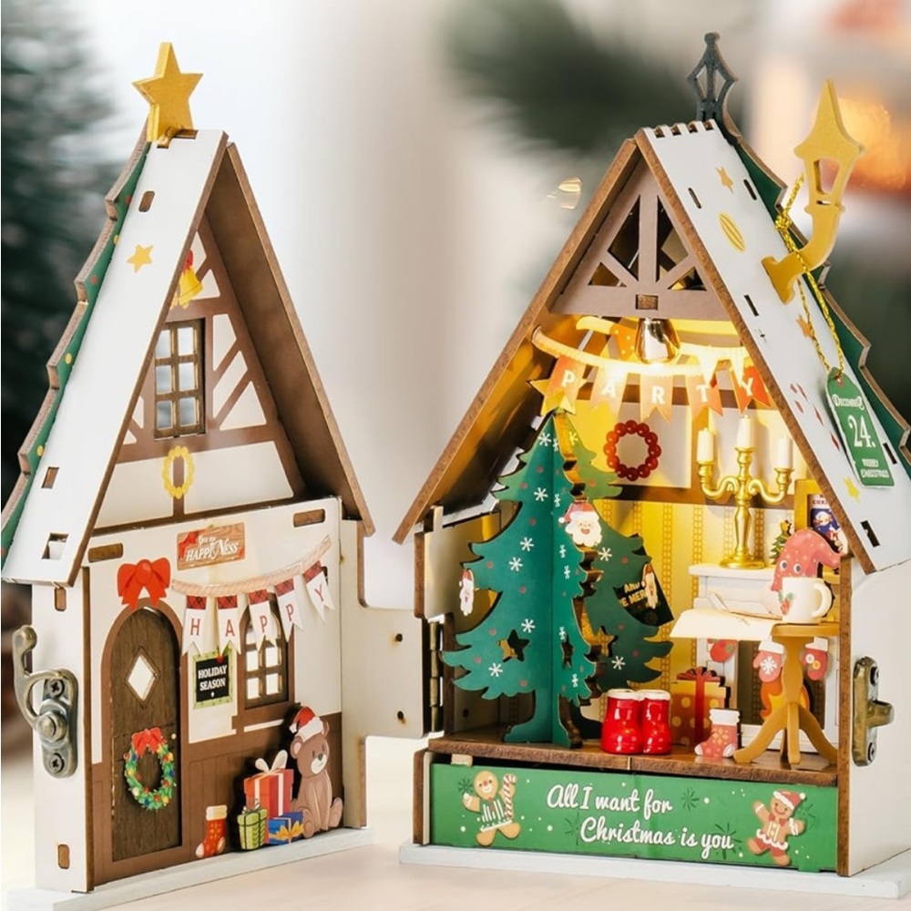 Wembley Festive Twinkling Wooden Christmas House